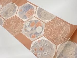 リサイクル　亀甲花之丸文様織出し袋帯